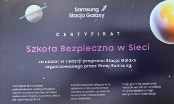 CERTYFIKAT Szkoła bezpieczna w sieci