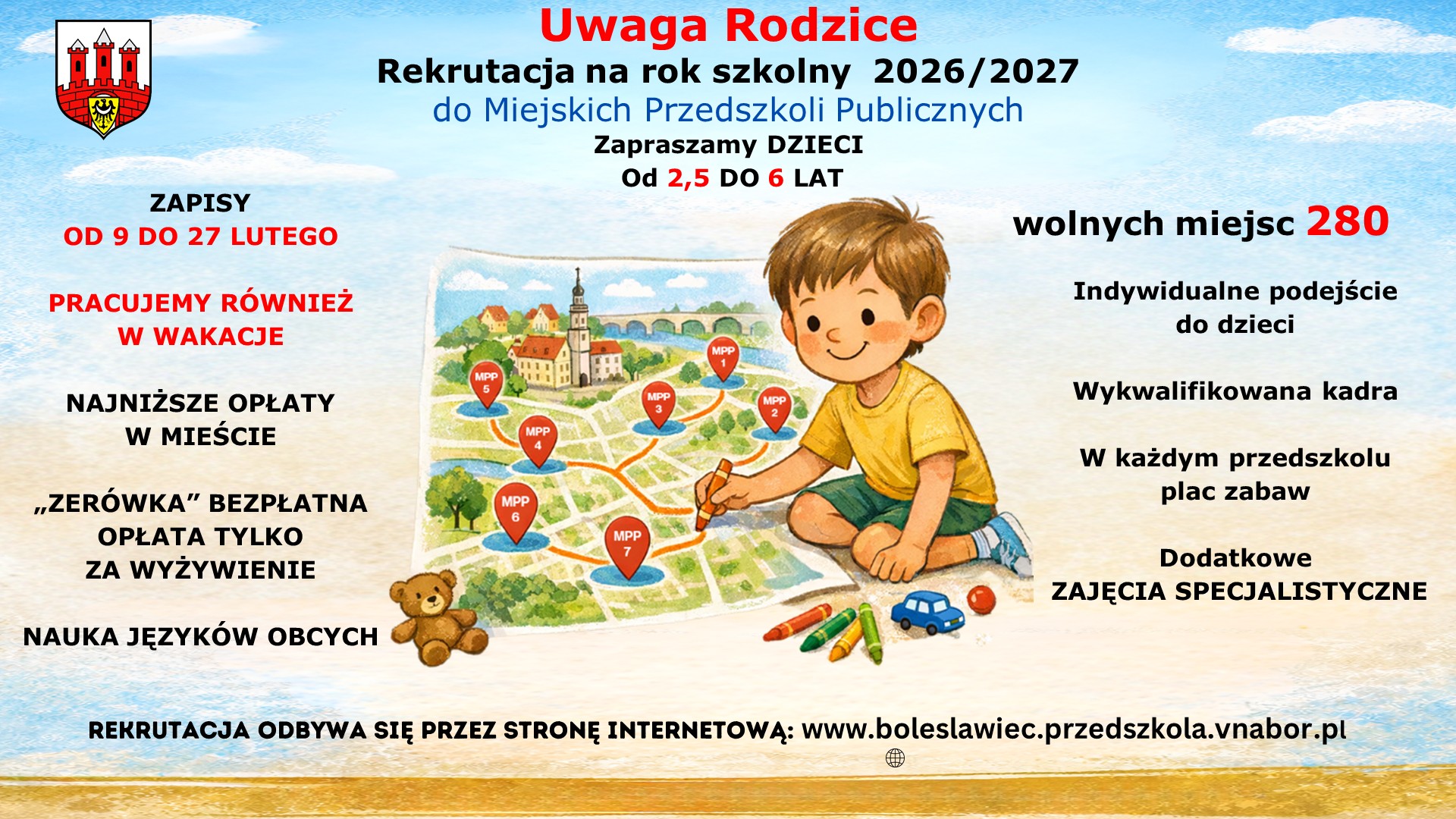 REKRUTACJA DO MIEJSKICH PRZEDSZKOLI PUBLICZNYCH 2026/2027