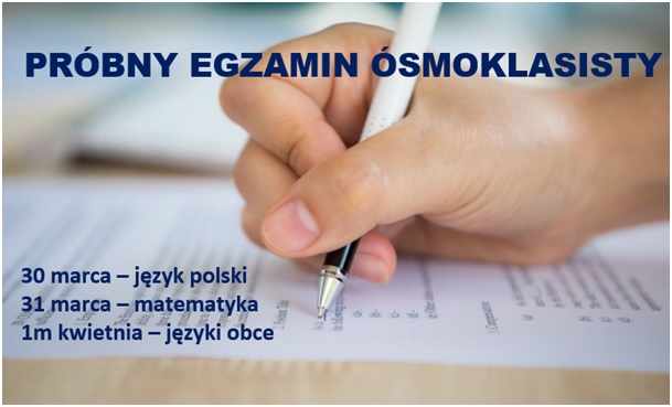 NIEZBĘDNE INFORMACJE - Próbny egzamin ósmoklasisty marzec/kwiecień 2026