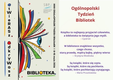 OGÓLNOPOLSKI TYDZIEŃ BIBLIOTEK 8-15 MAJA 2026