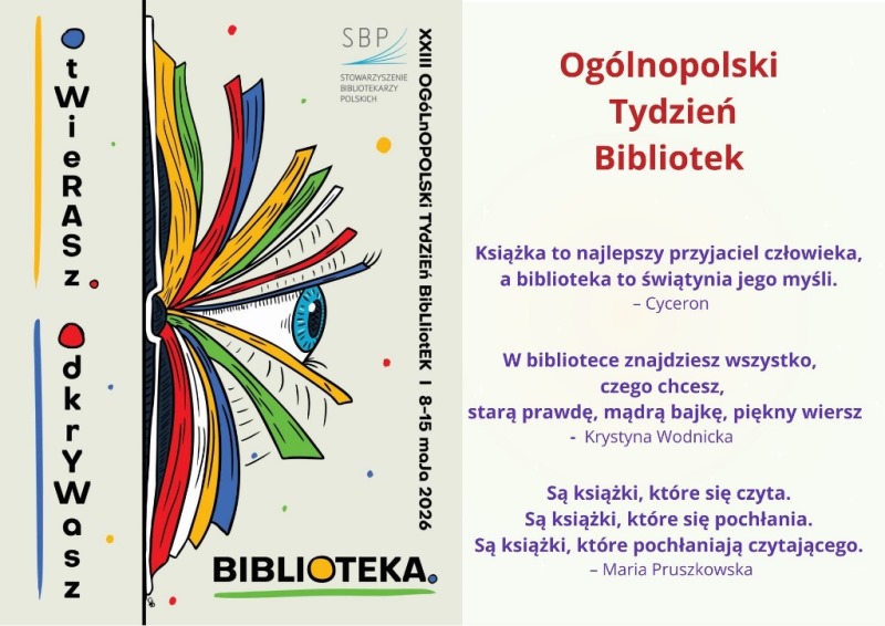 OGÓLNOPOLSKI TYDZIEŃ BIBLIOTEK 8-15 MAJA 2026