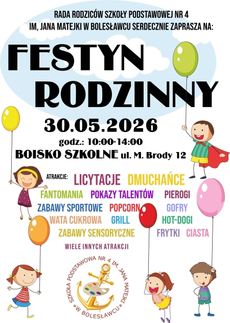 ZAPRASZAMY NA FESTYN RODZINNY 30 MAJA 2026